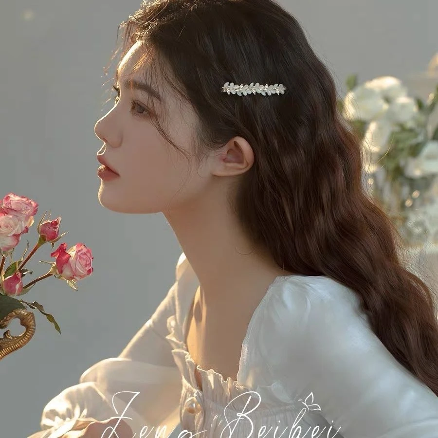 南枝~仙气森系发夹侧边高级刘海夹边夹 仙女气质鸭嘴夹发卡子头饰