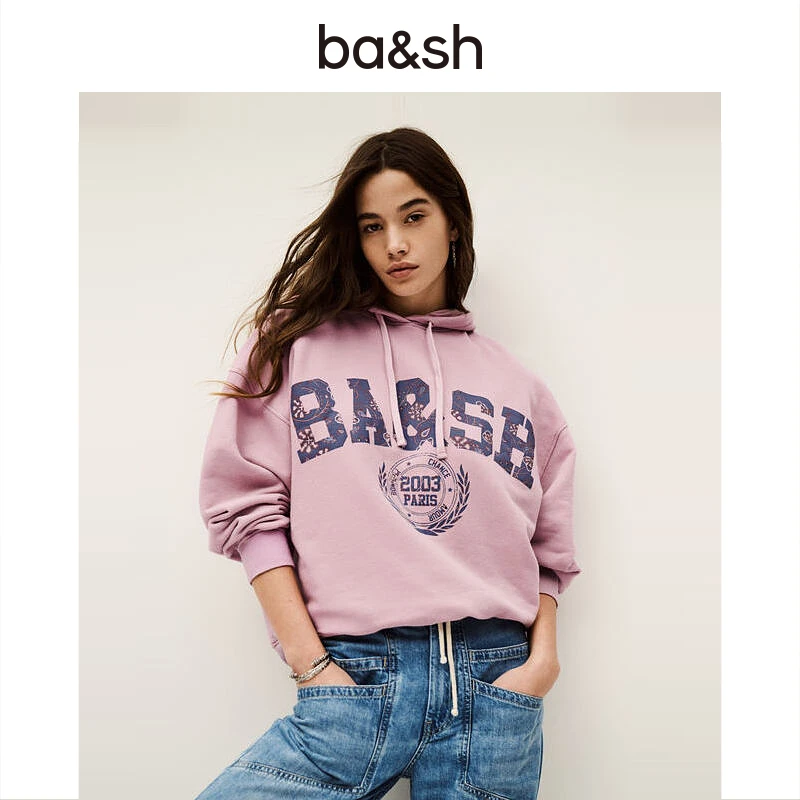 【亲子系列】ba&sh法式街头运动风字母连帽长袖卫衣亲子装1E25BAMB