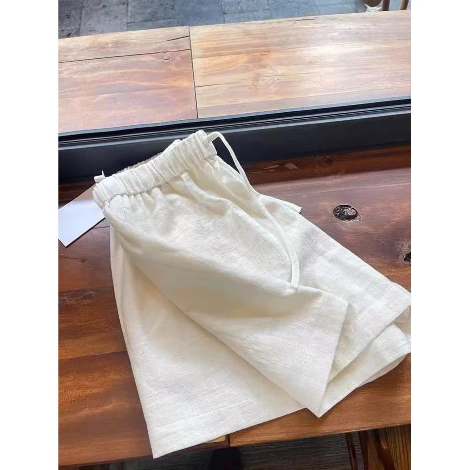 好穿到尖叫~抽绳高腰休闲短裤夏季新款宽松显瘦简约百搭a字阔腿裤