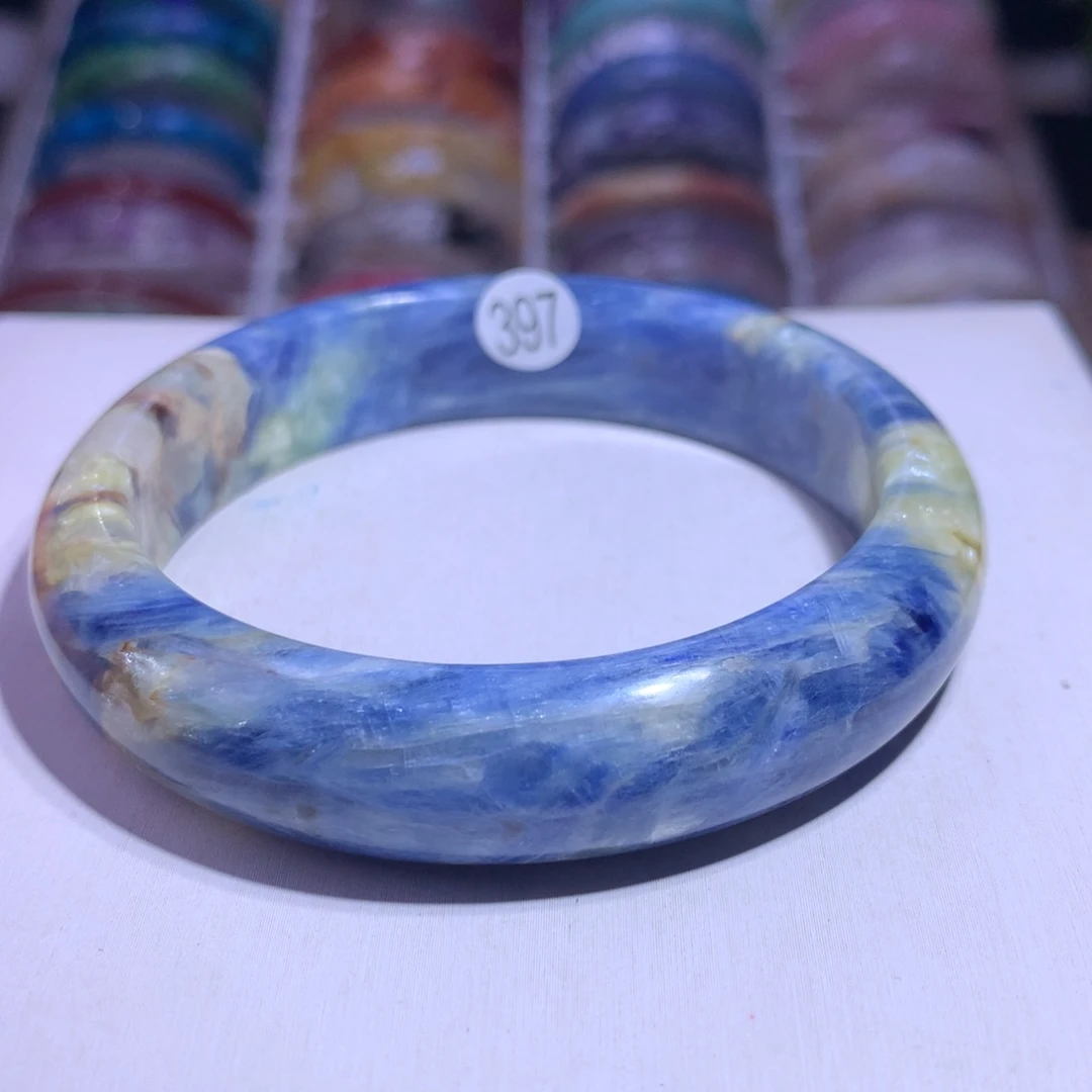 手镯水晶银S925镶嵌蓝晶61.1圈397