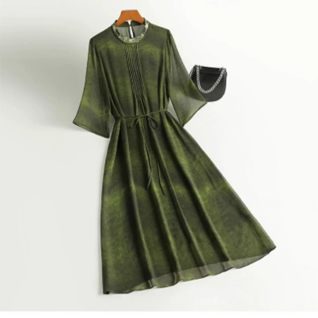 （月下清荷）高定新中式改良6A桑蚕丝连衣裙