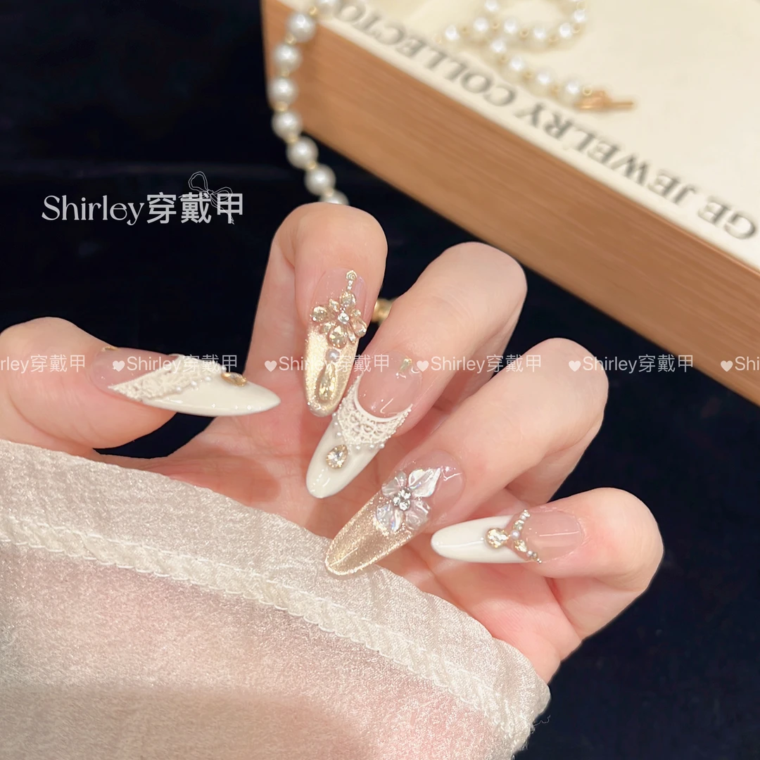 【天使花冠】纯手工可拆卸猫眼美甲贴片穿戴甲