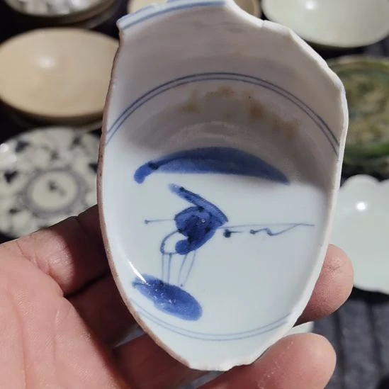 瓷片青花影青杯垫学习标本