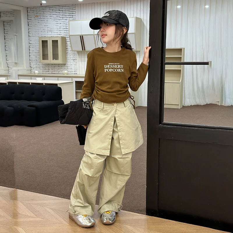 女童套装春季2025新款儿童洋气时髦大童休闲上衣春装工装裤三件套