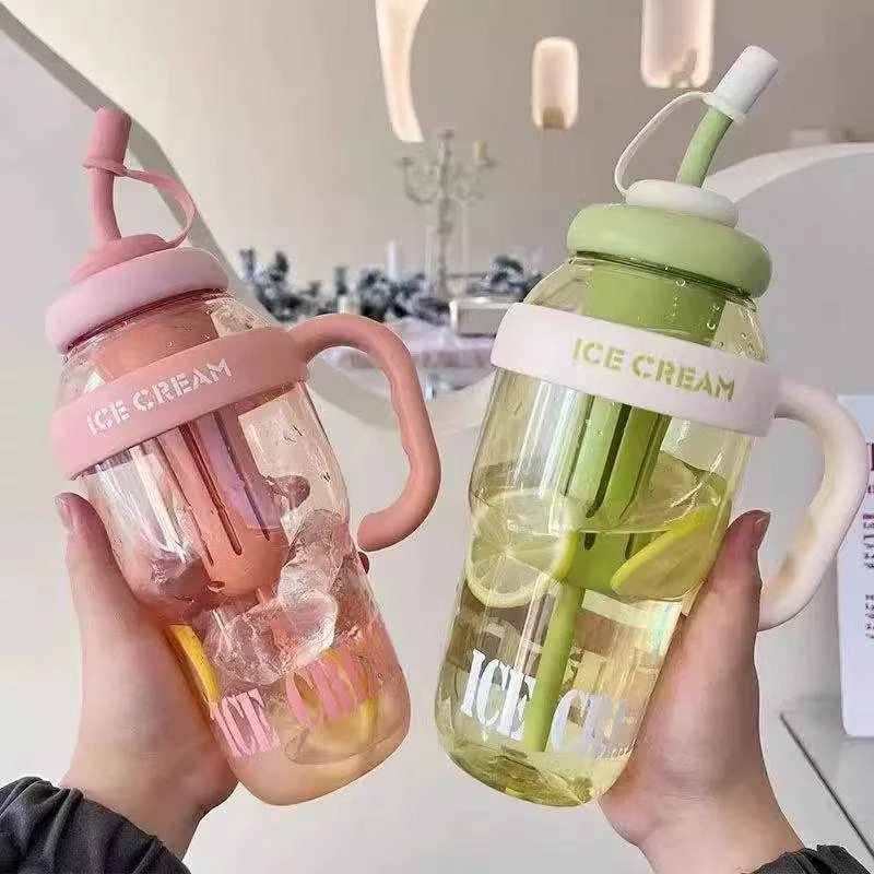 休闲风简约耐高温学饮杯户外可爱吸管杯吸管款简约风