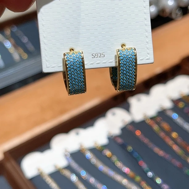 非金属亚克力耳饰 S78蓝色方块耳饰