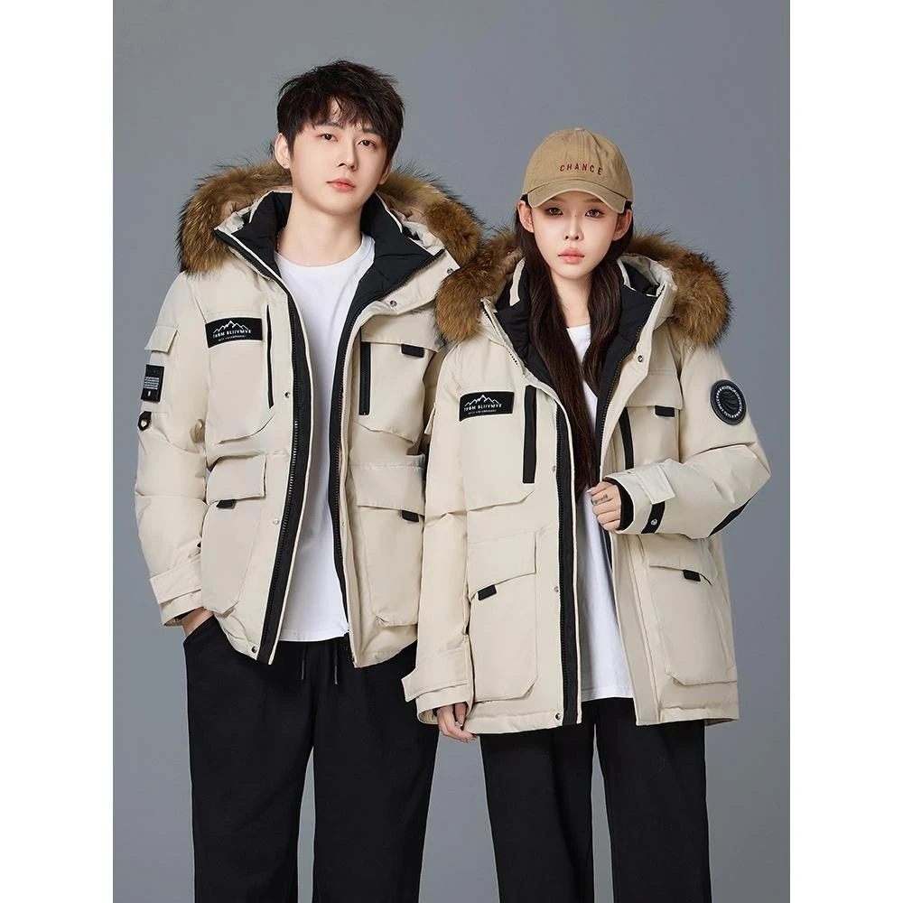 2025新冬季男羽绒服中长休闲时尚百搭格派克工作服夹克显瘦潮流