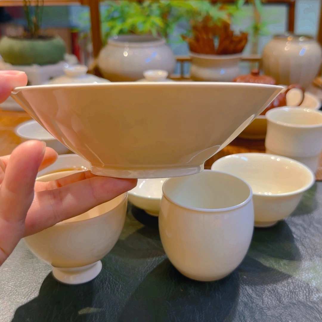 仿古斗笠碗状壶承 莲纹 口15.5高4.3