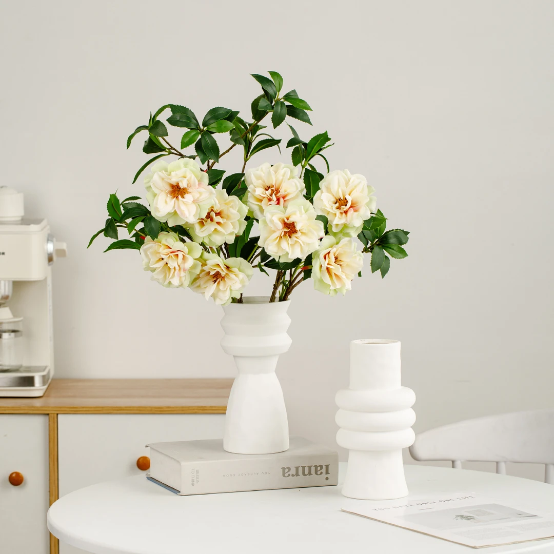 创意简约白色陶瓷花瓶客厅桌面水培鲜花摆件轻奢高级感插花装饰品