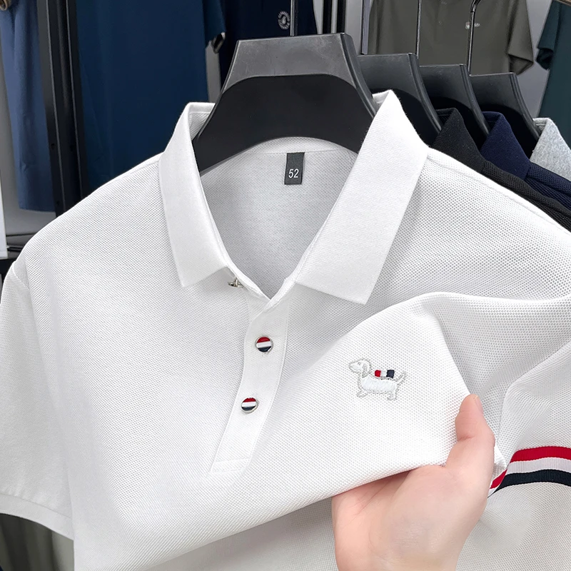 100%纯棉男士半袖T恤polo上衣高端翻领夏季商务新款休闲短袖小狗