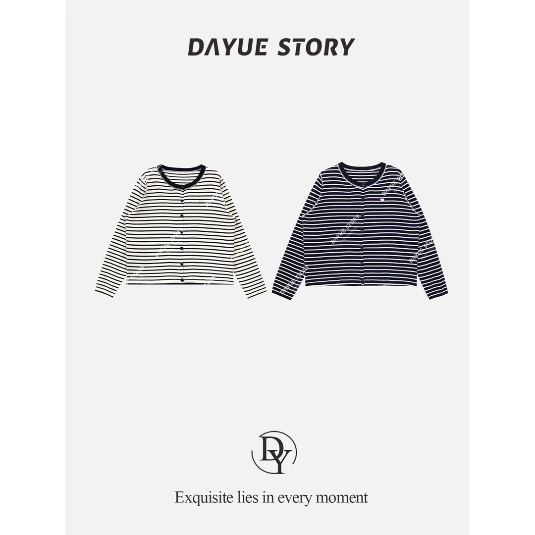 DAYUE【时光漫步】撞色条纹元素经典又时尚~软糯舒适百搭女条纹T恤