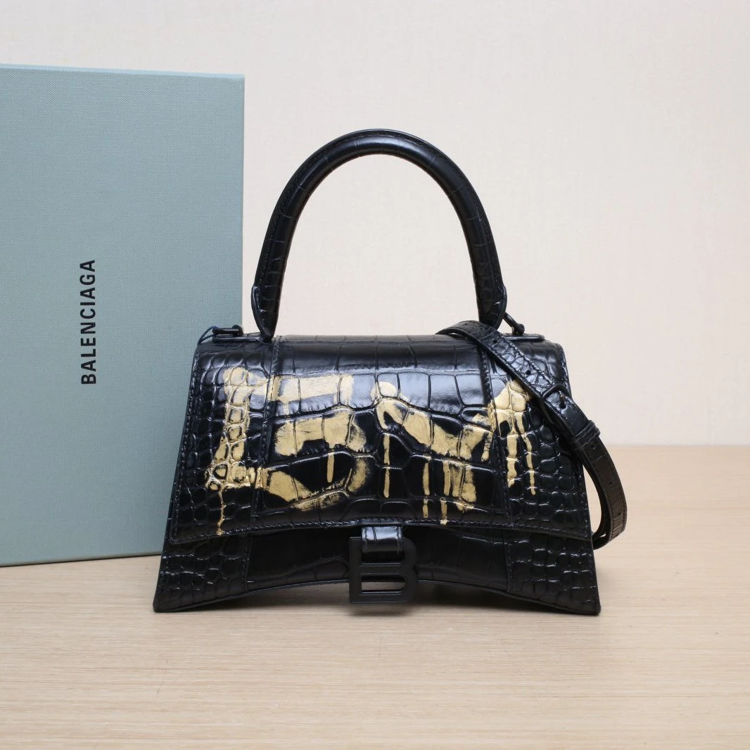 99新 Balenciaga/巴黎世家 【娇活动沙漏S码鳄鱼压纹皮革C 785372