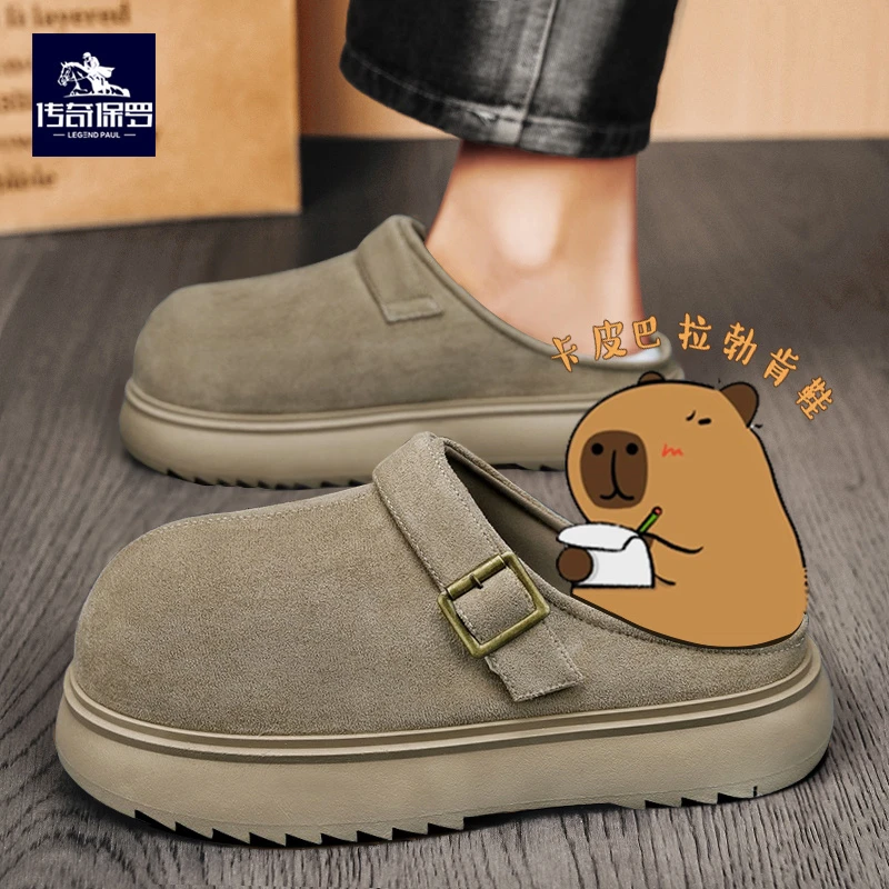 传奇保罗男士新款夏季透气百搭外穿勃肯鞋时尚拖鞋室外潮流包头拖
