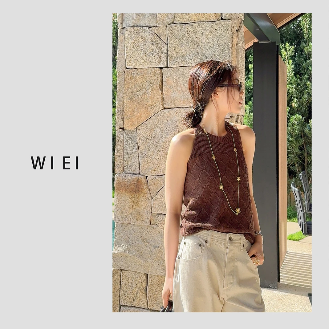 《WI EI》夏威夷*100%天然亚麻 透气 无束缚感 挂脖针织背心 7A271