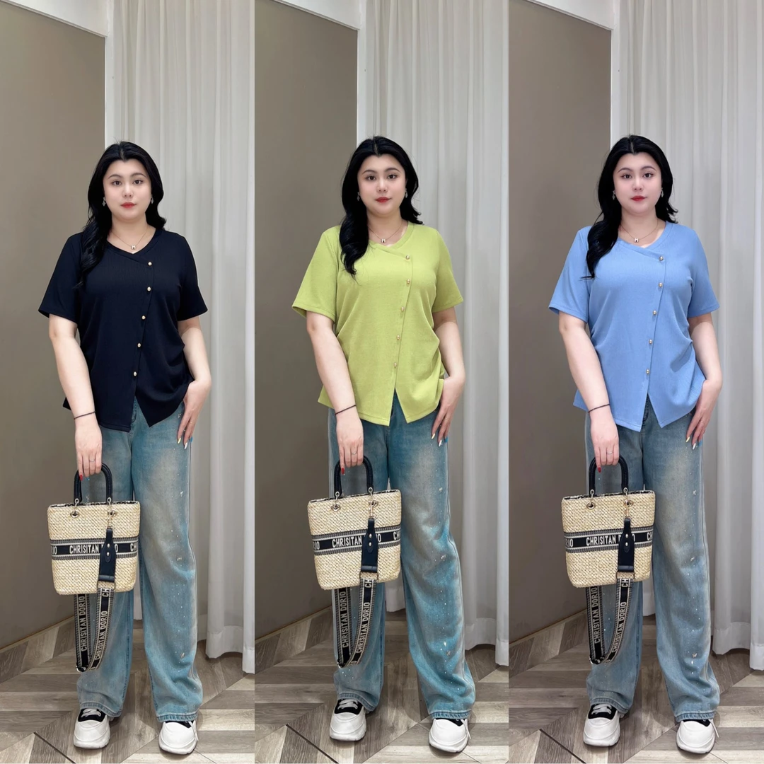 【上新】PMM81720春夏新款不规则小众设计遮肉显瘦收腰V领T恤