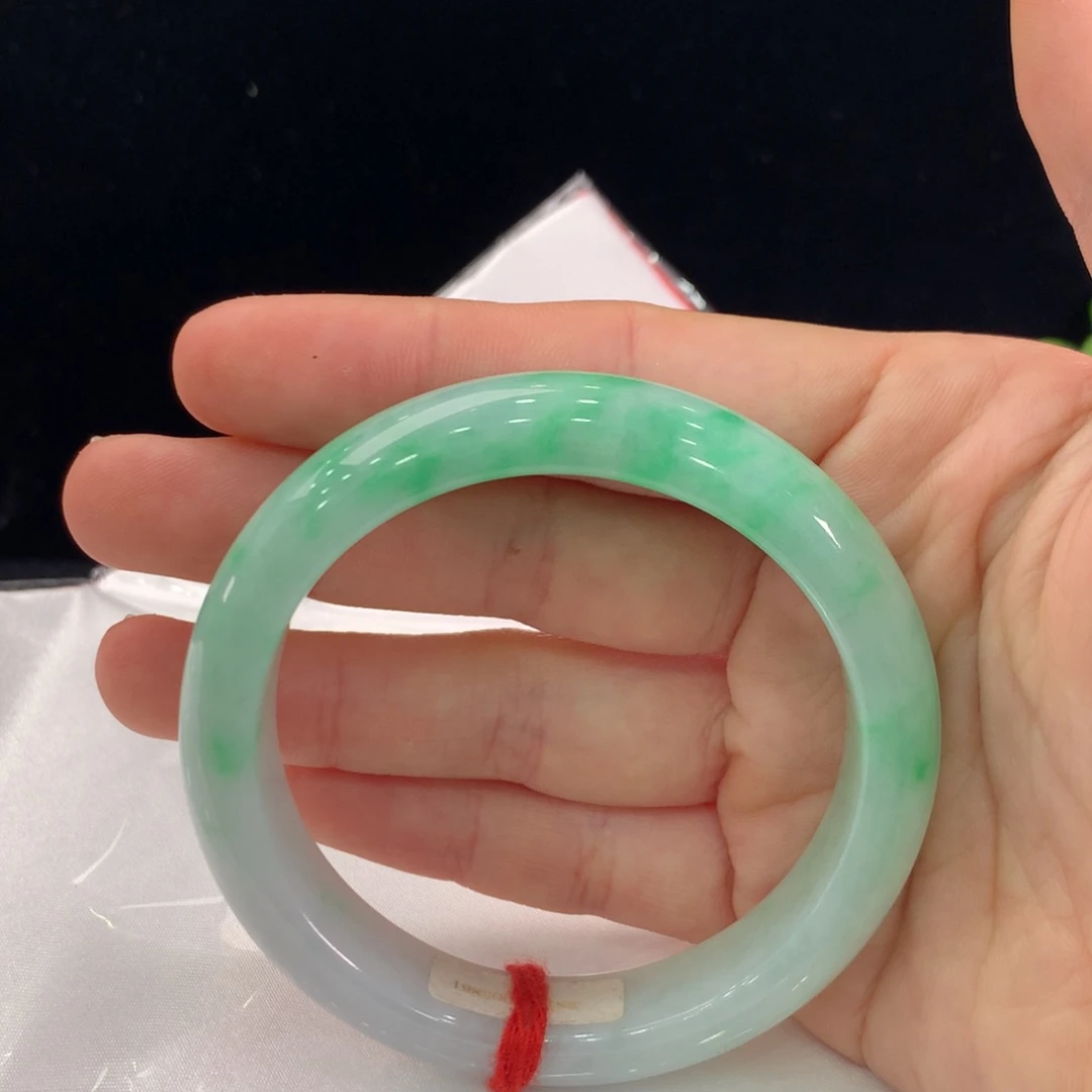 翡翠手镯未镶嵌缅甸A货翡翠 阳绿54 55