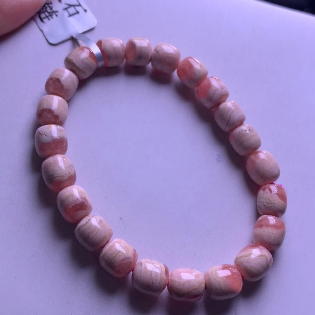 水晶未镶嵌手链红纹石桶珠7+