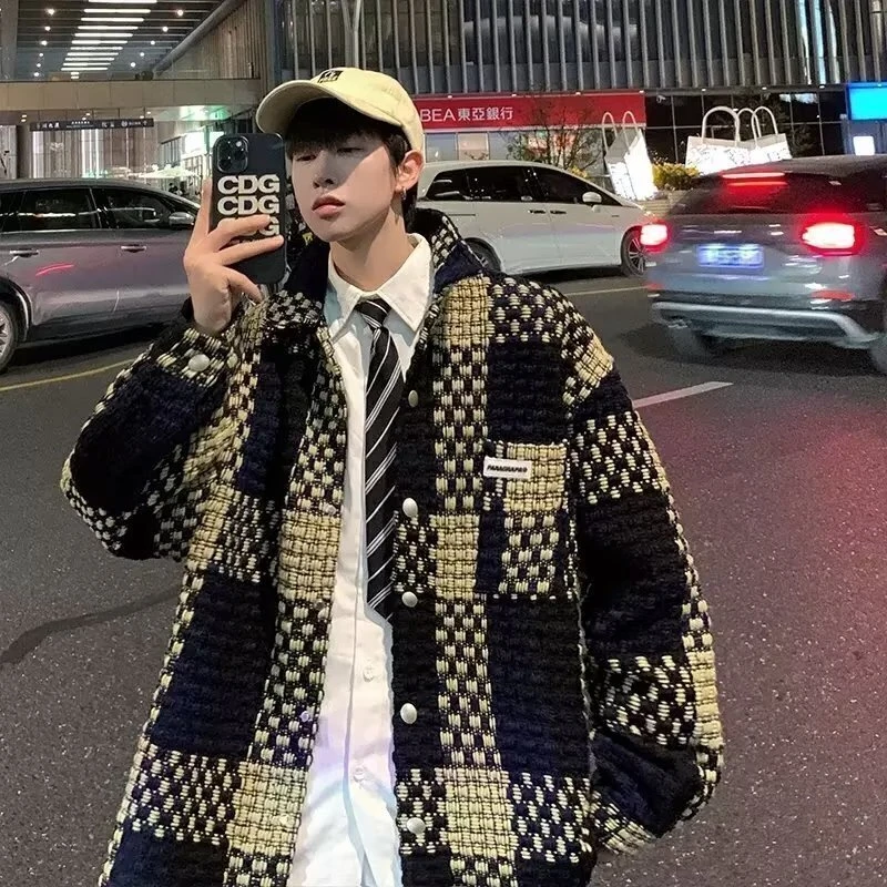 8711春秋小香风外套男女高级感轻奢痞帅炸街潮牌格子夹克小众