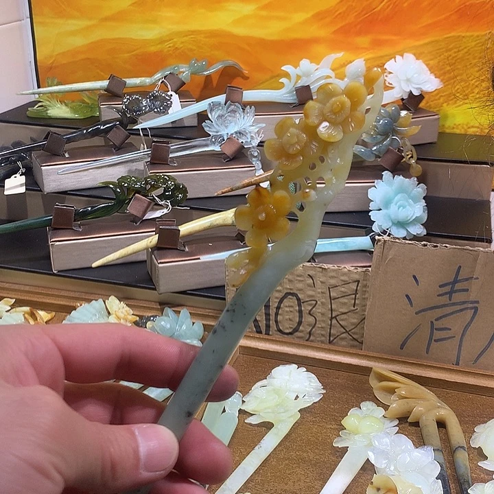 蛇纹石玉合金发饰