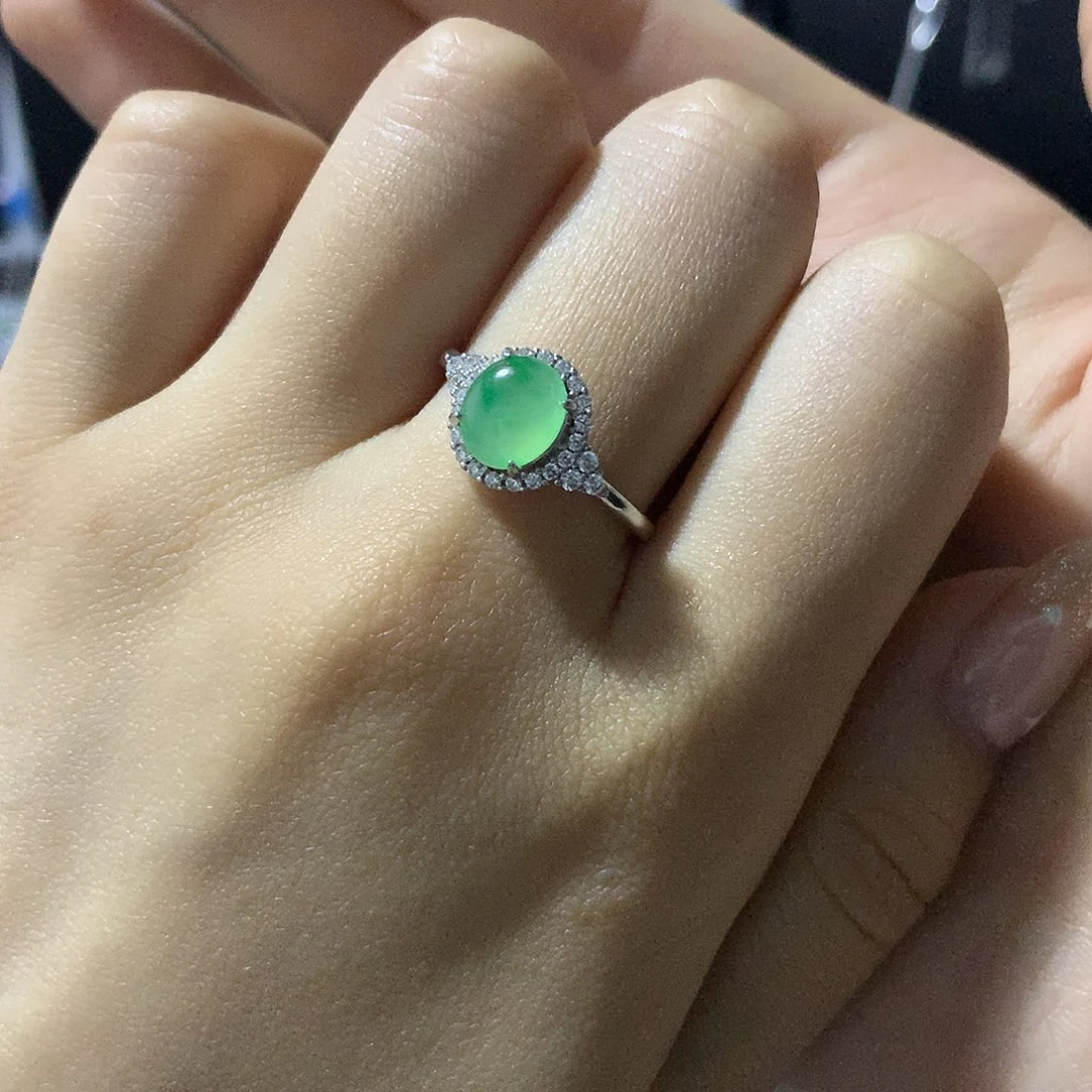 翡翠戒指银S925镶嵌戒指