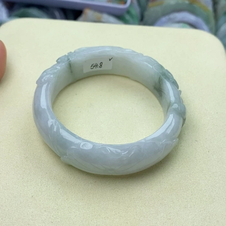 翡翠未镶嵌手镯54.8荷叶鱼213