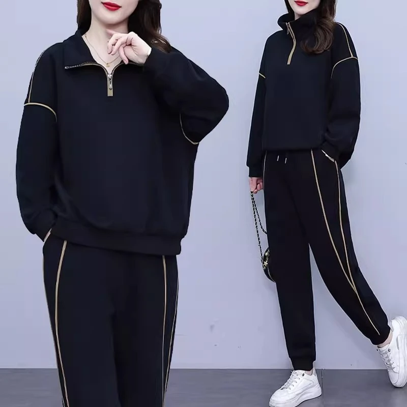 大码专柜时尚休闲运动套装女装2025秋季新款洋气质卫衣卫裤两件套