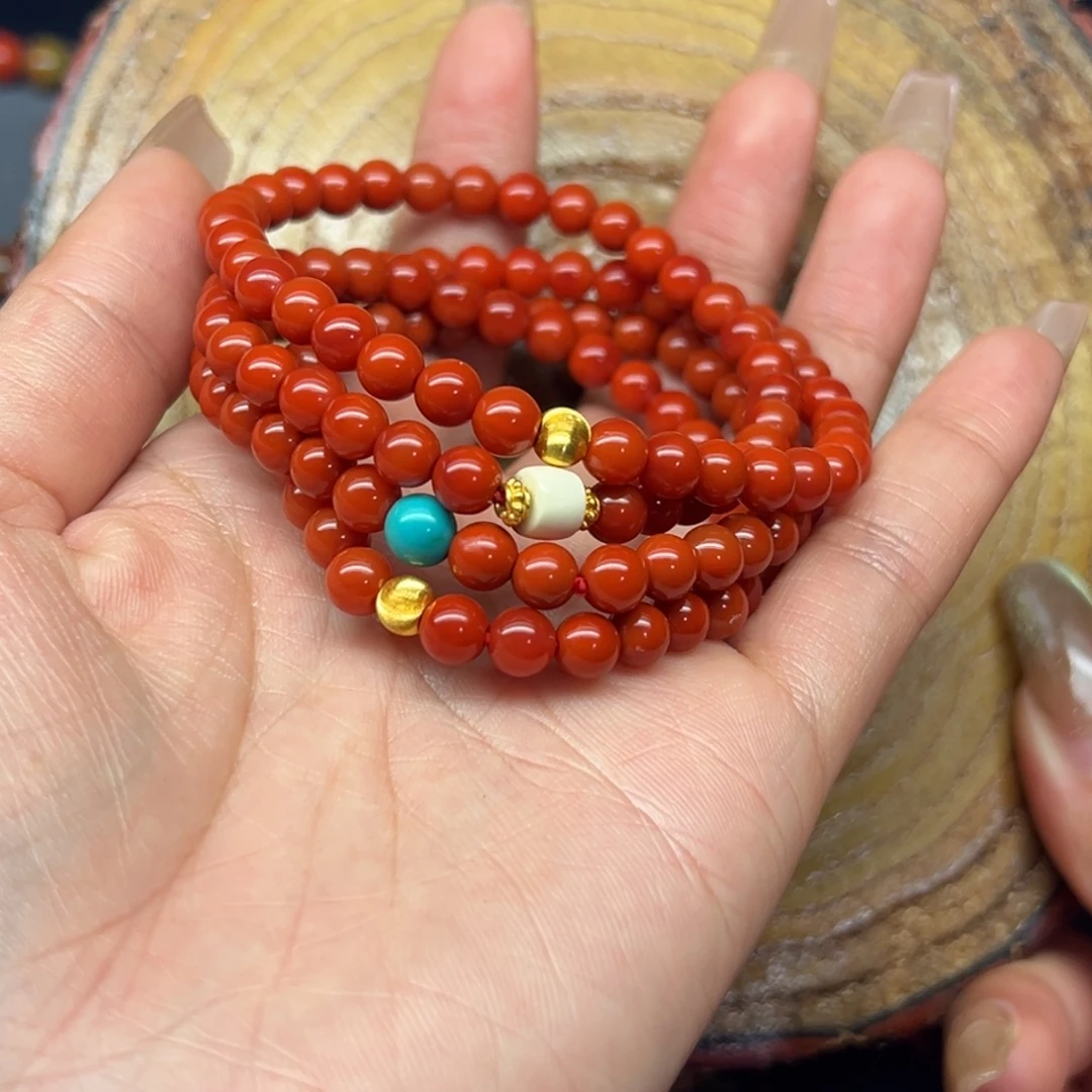 南红玛瑙18K金镶嵌配饰