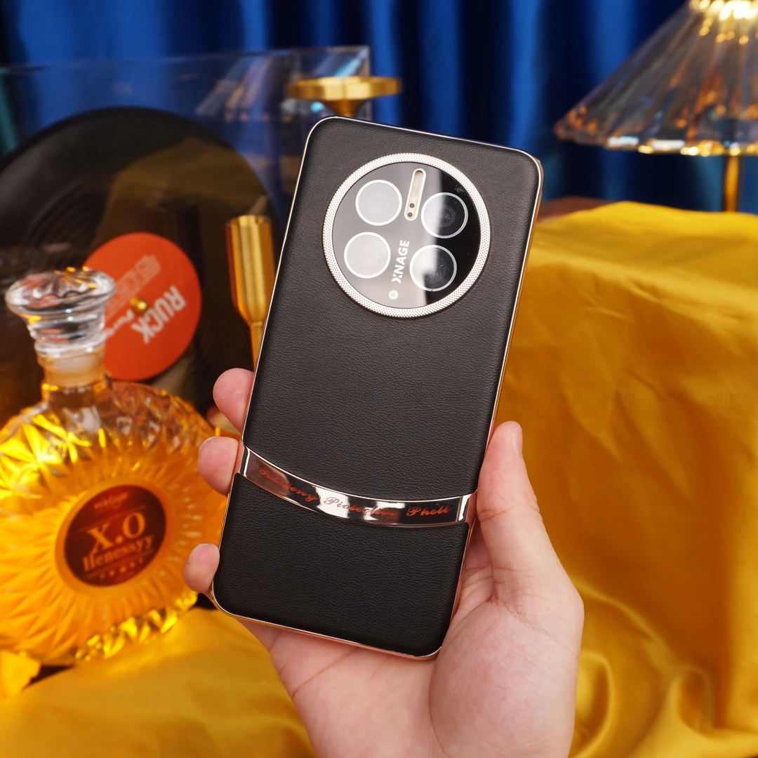 【 双拼鎏金电镀+全包镜头膜】适用华为Mate50Pro皮纹手机壳防摔