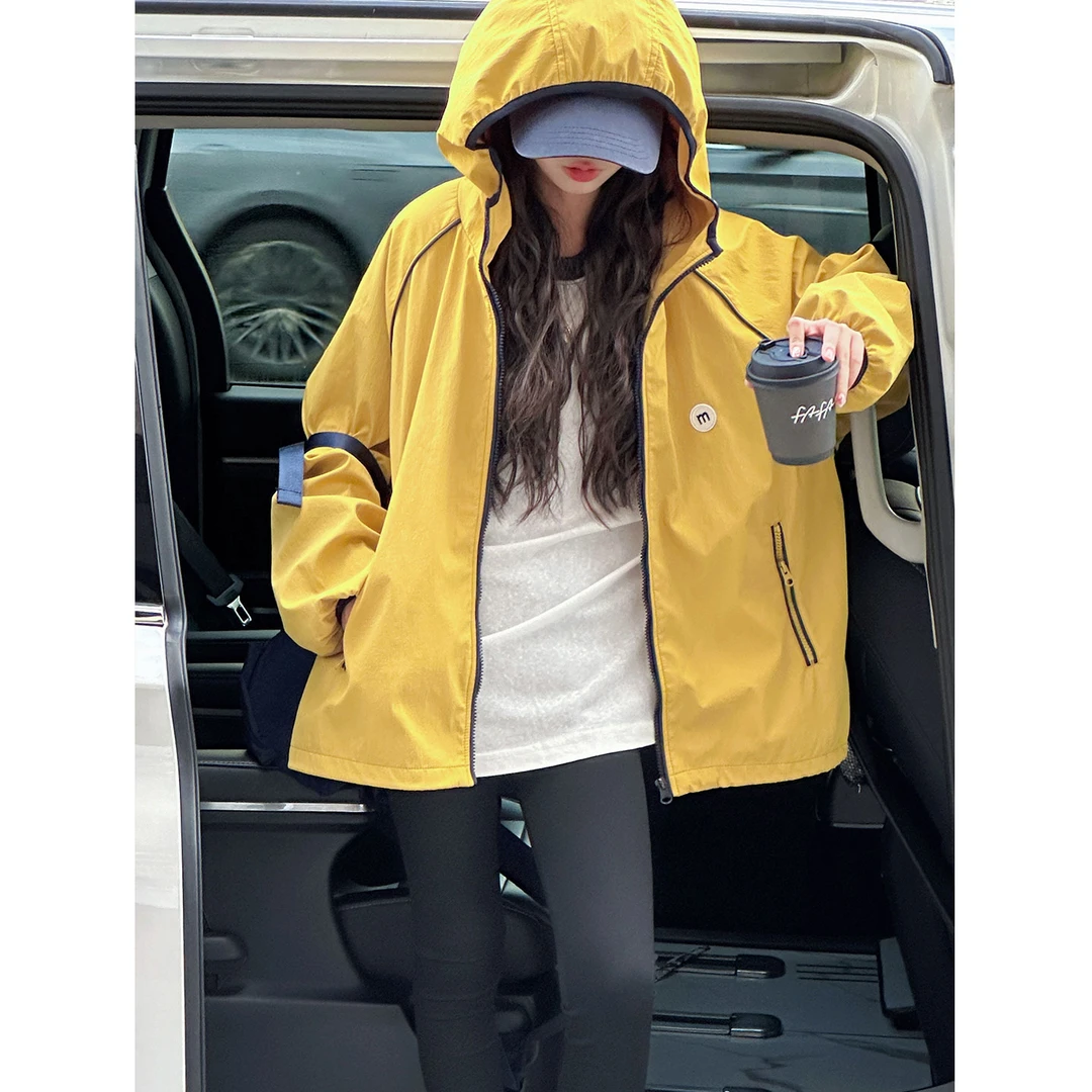 K29363孙小美韩系女童外套秋装新款儿童冲锋衣春秋连帽上衣潮