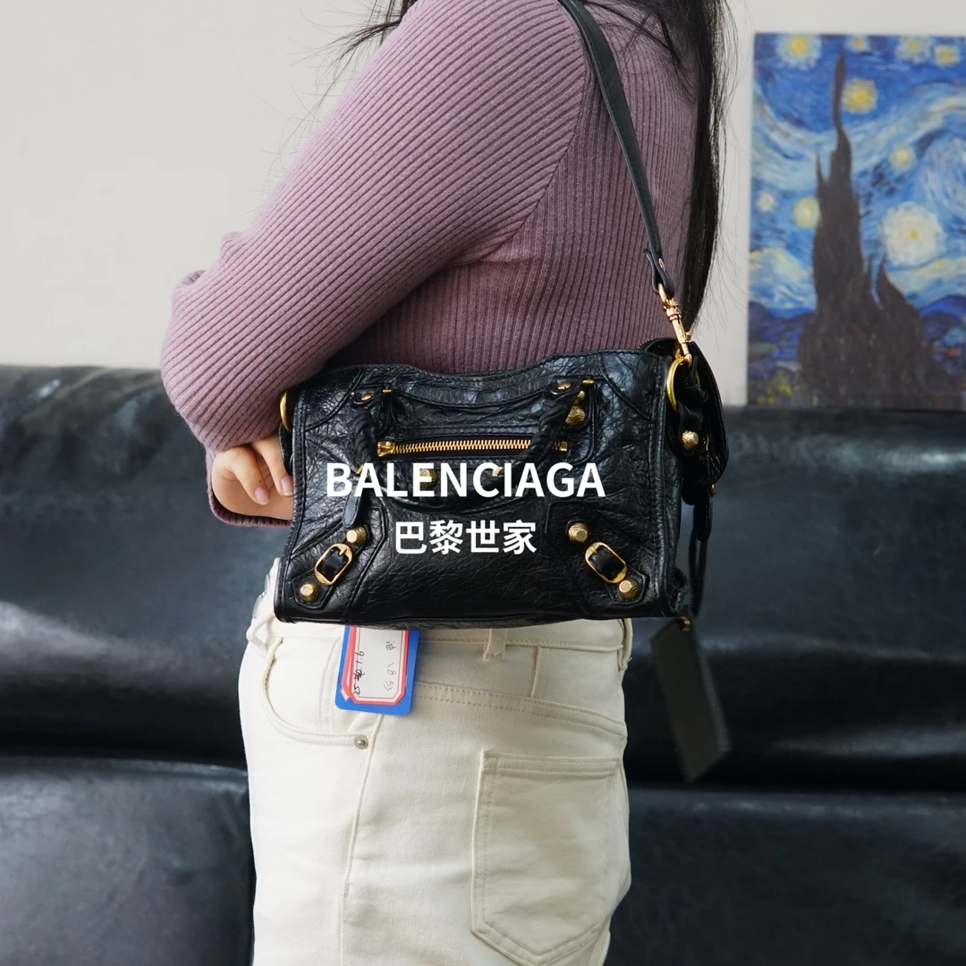 95新 Balenciaga/巴黎世家 黑色机车包/BB12125515/5515