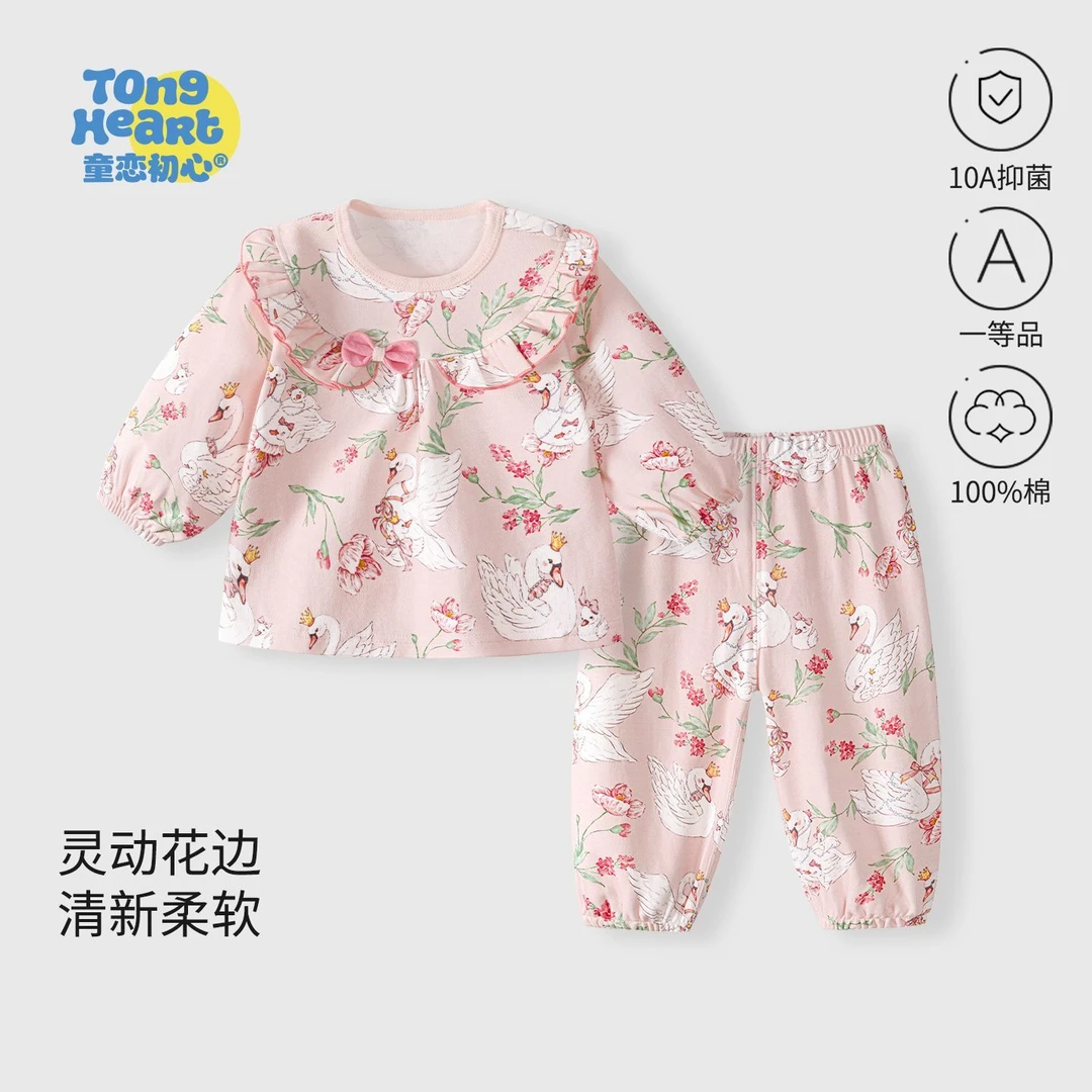女宝宝套装春秋款长袖洋气小女孩纯棉婴儿衣服儿童秋装分体两件套