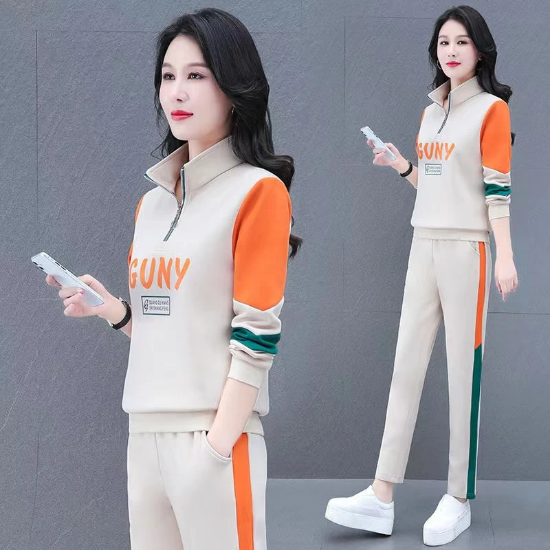 运动套装女休闲运动装春秋中老年洋气妈妈两件套装新款爆款网红潮