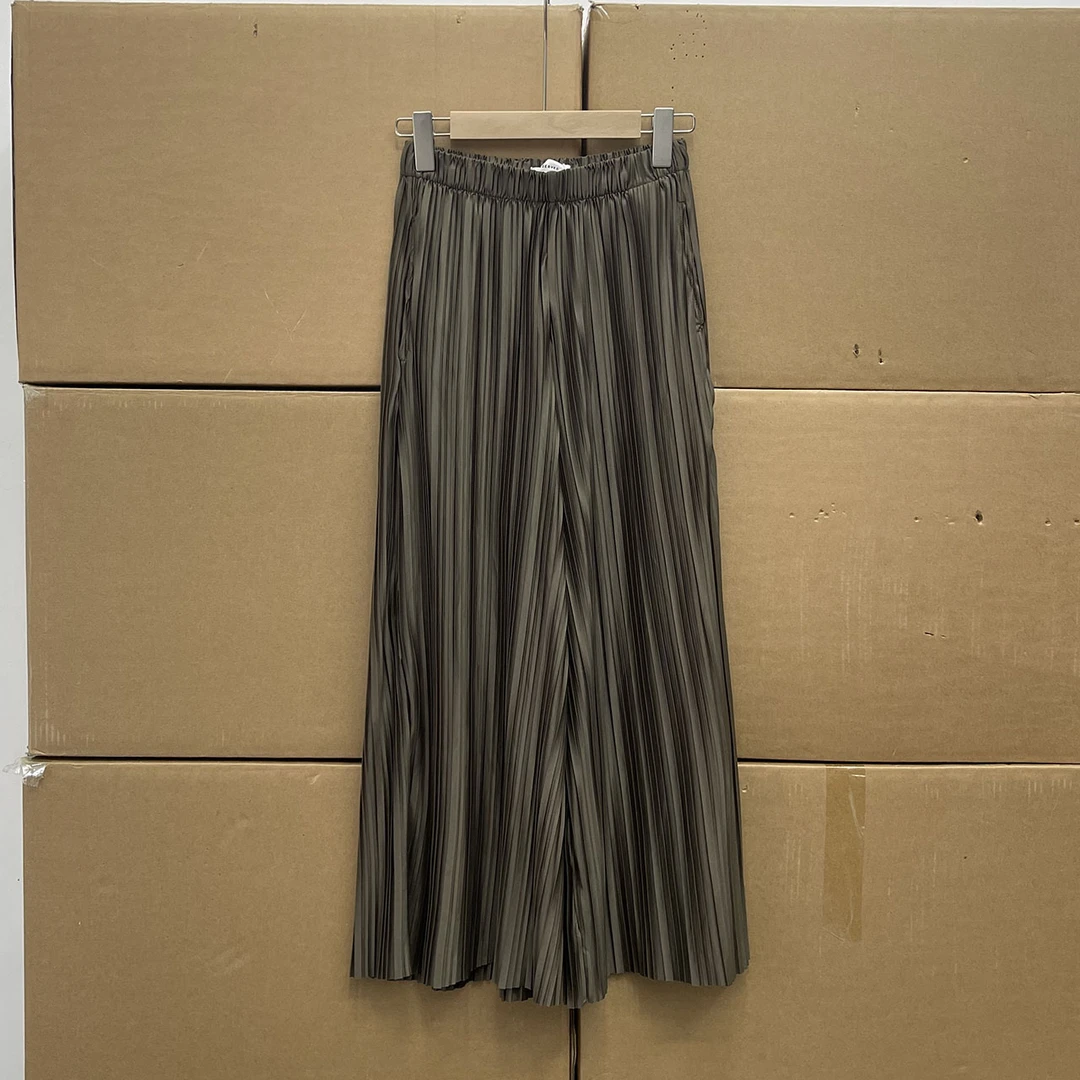 外贸沅货！！松紧腰细褶阔腿九分裤 高腰显瘦百褶阔腿裤休闲裤裙裤