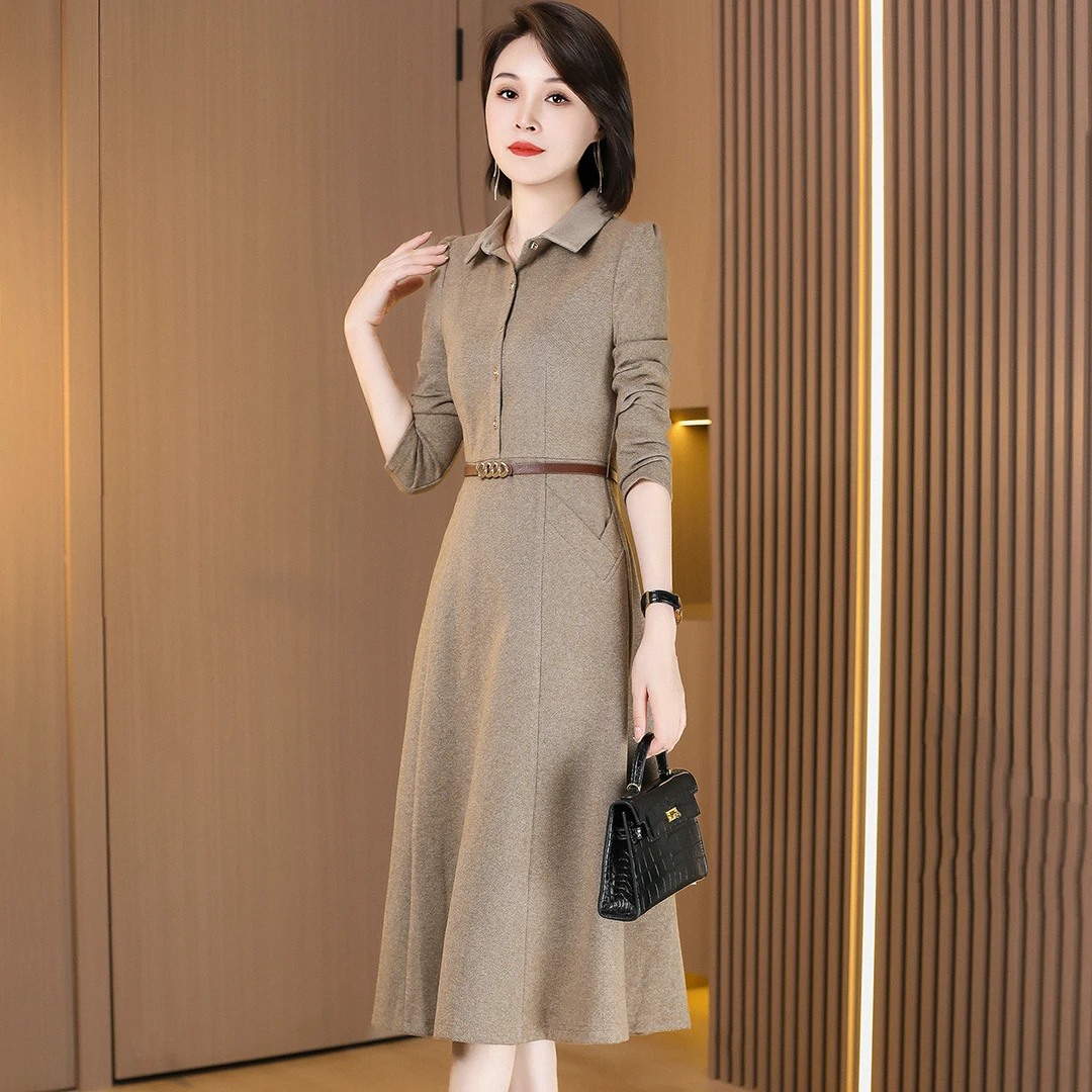 优雅新款气质时尚大气减龄休闲收腰显瘦连衣裙24214-DXD