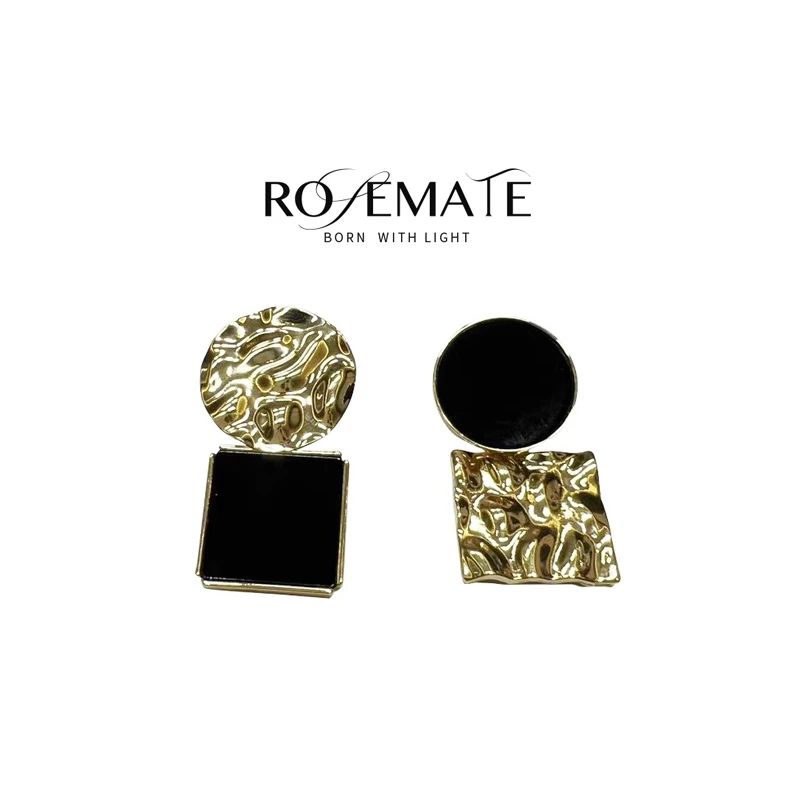 RoseMate 非金属亚克力耳饰 不对称几何耳钉小众简约百搭礼物
