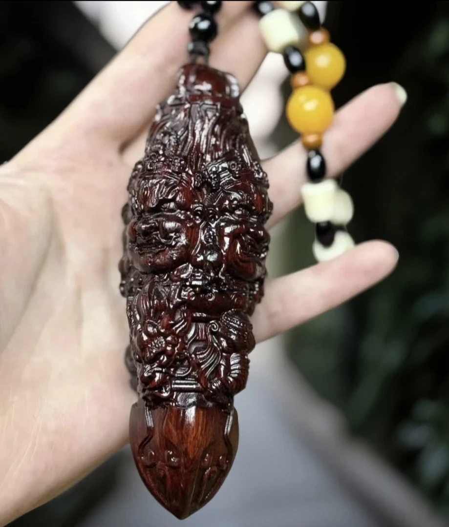 紫檀木手把件大黑天降魔杵金刚杵可盘玩可车挂
