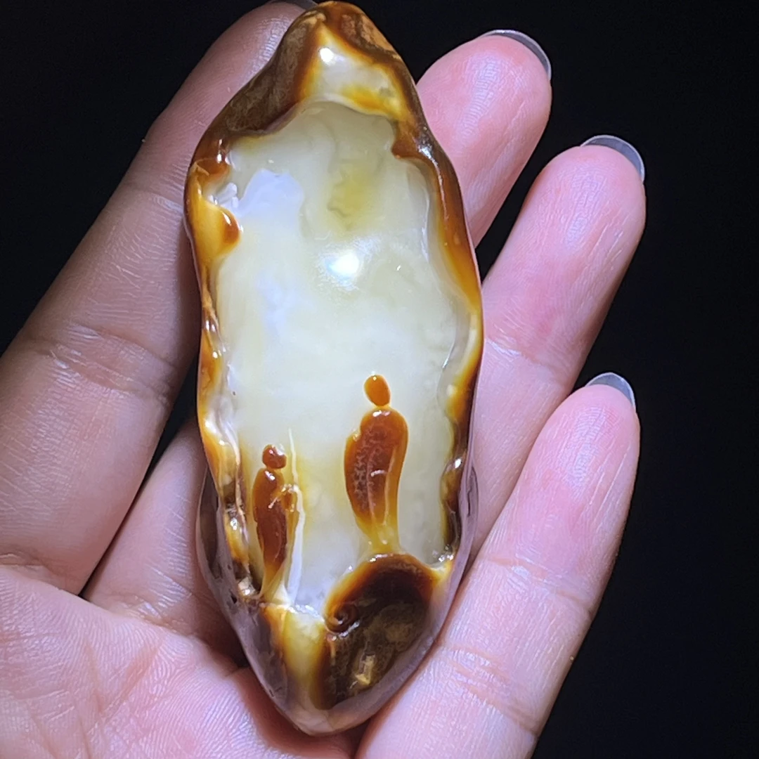 天然蜜蜡 全皮巧雕意境问道随型吊坠 精工巧雕巧克力奶糖妖花皮纹