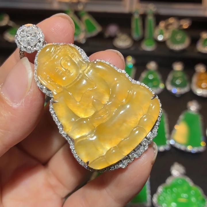 翡翠18K金镶嵌吊坠(不含链)翡翠