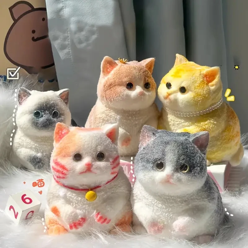 仿真猫咪捏捏乐纯手工化妆硅胶减压玩具女生玩偶解压小猫定制礼物