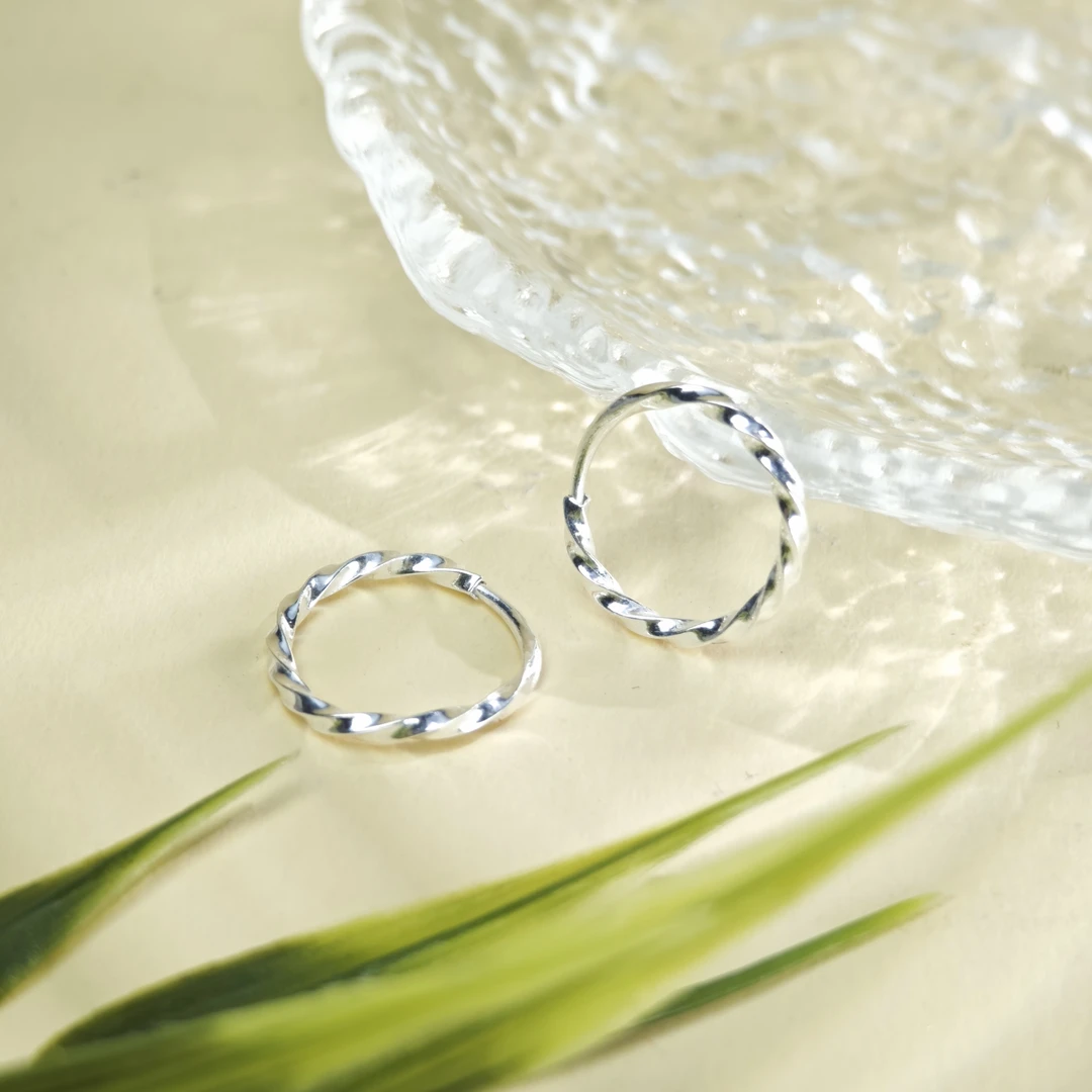 足银银制品 【铭记珠宝】足银耳环一对30-2DM45H133【多样性发一件】