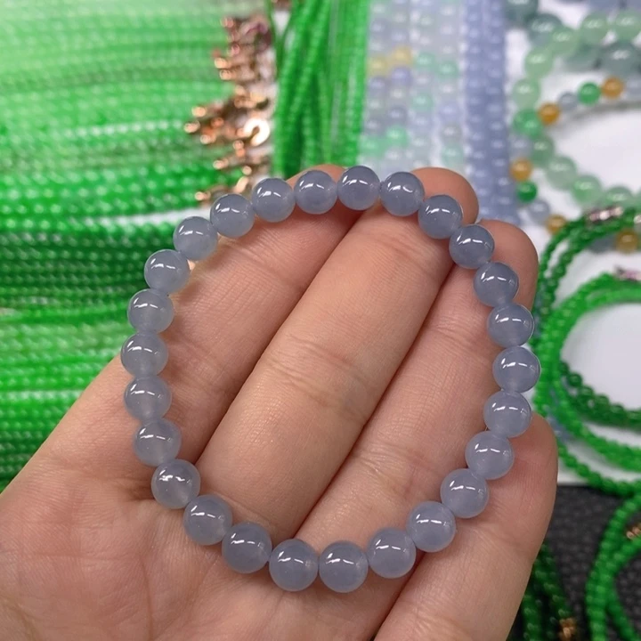 翡翠未镶嵌颈饰缅甸天然翡翠冰种紫手串7