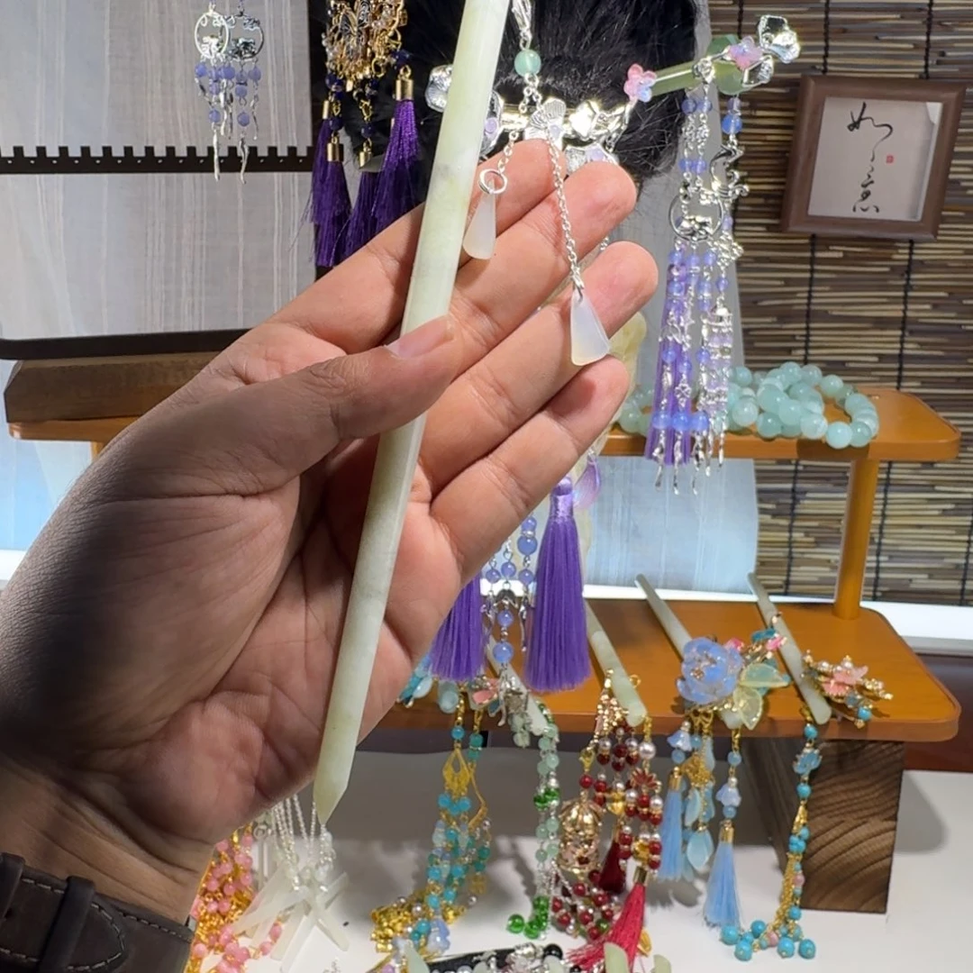 蛇纹石玉合金发饰