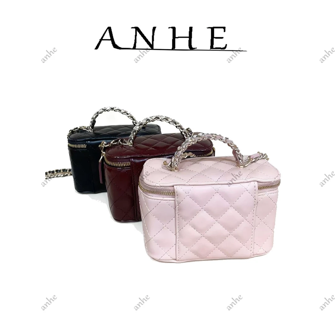 安合甄选-高定真皮包-16cm-CX598  钻手提盒香-全色