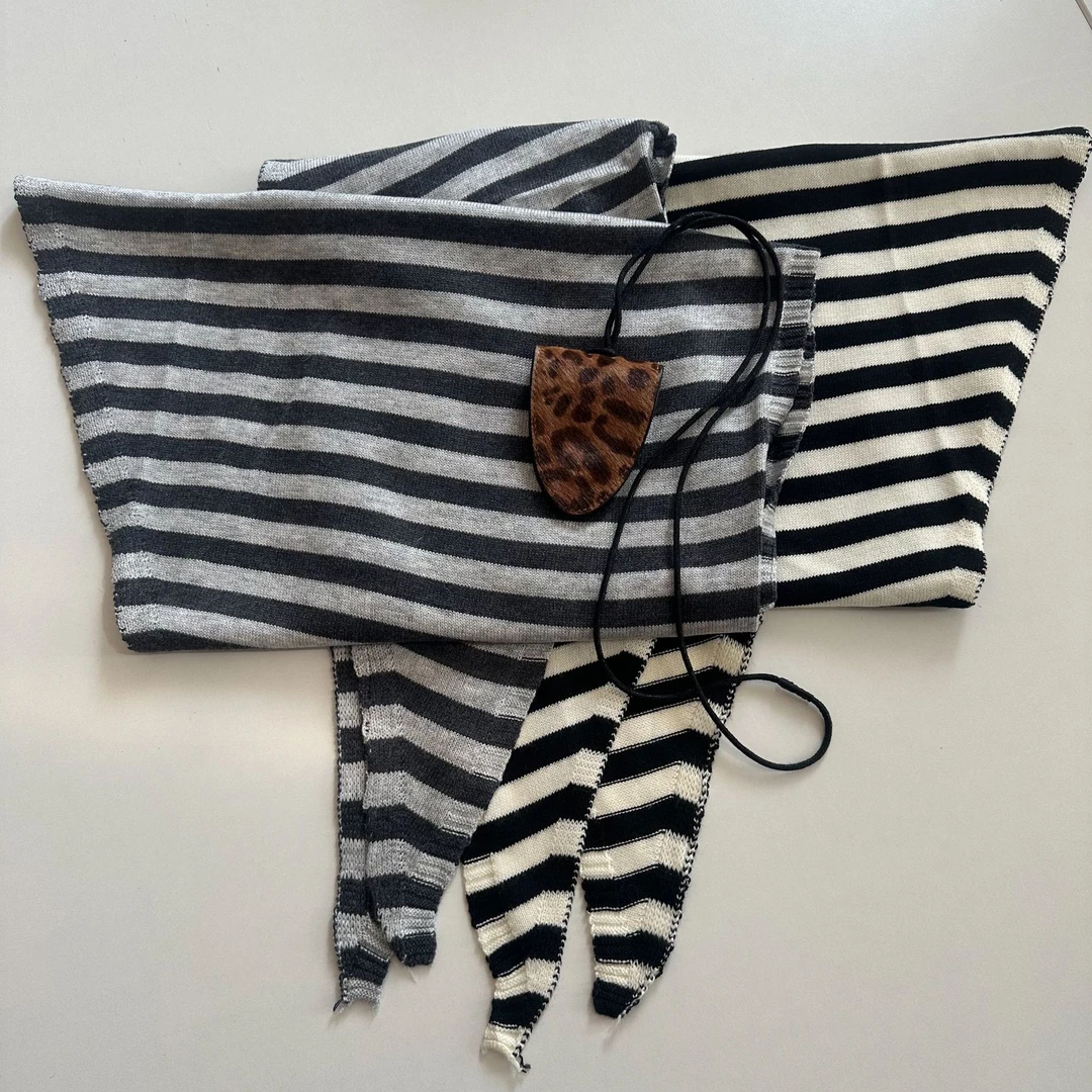 时尚达人必备 绵羊毛披肩 条纹三角形 韩系休闲百搭披肩 XG075