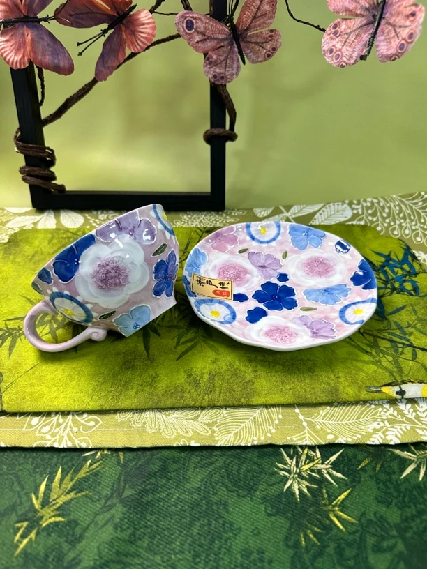 【一起淘儿】F38# 濑户烧 梦幻繁花 咖啡杯碟