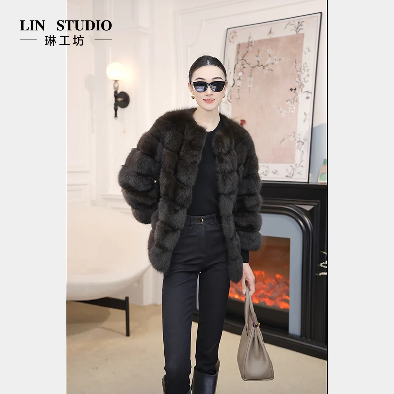 琳工坊“卷阑”咖色外套气质优雅时尚唐琳设计师