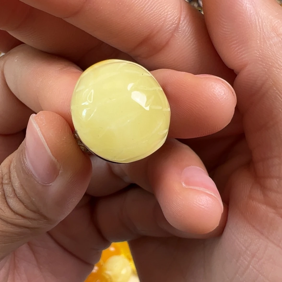 蜜蜡银S925镶嵌裸石蜜蜡