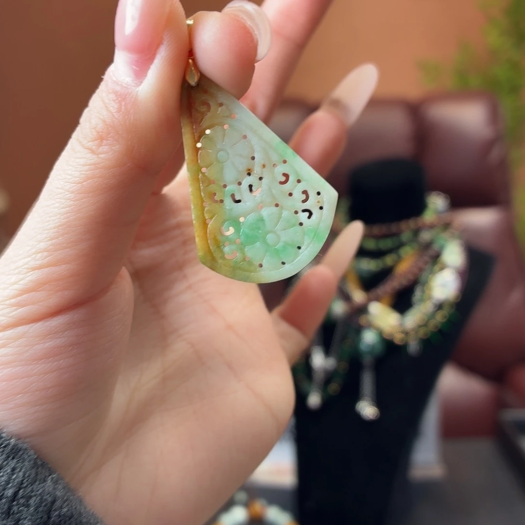 翡翠银S925镶嵌耳饰吊坠