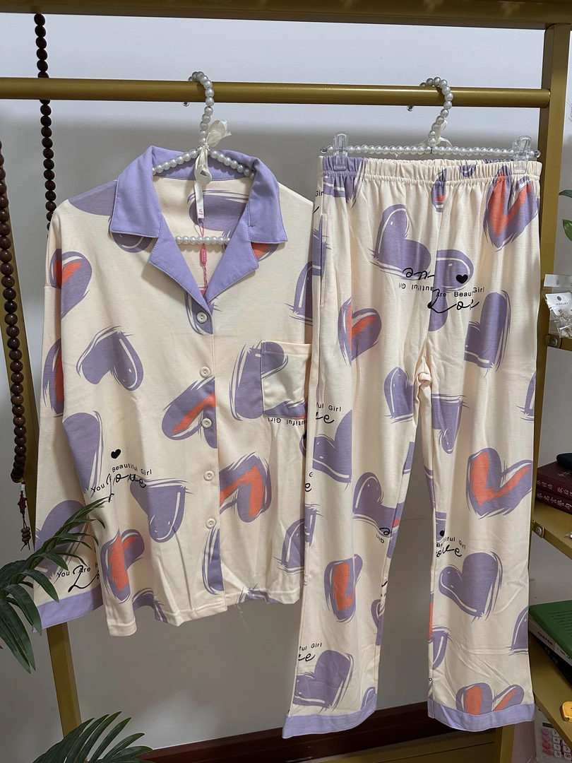 纯棉长袖居家秋季通用睡衣家居服套装舒适家居服薄款尾货断码孤品