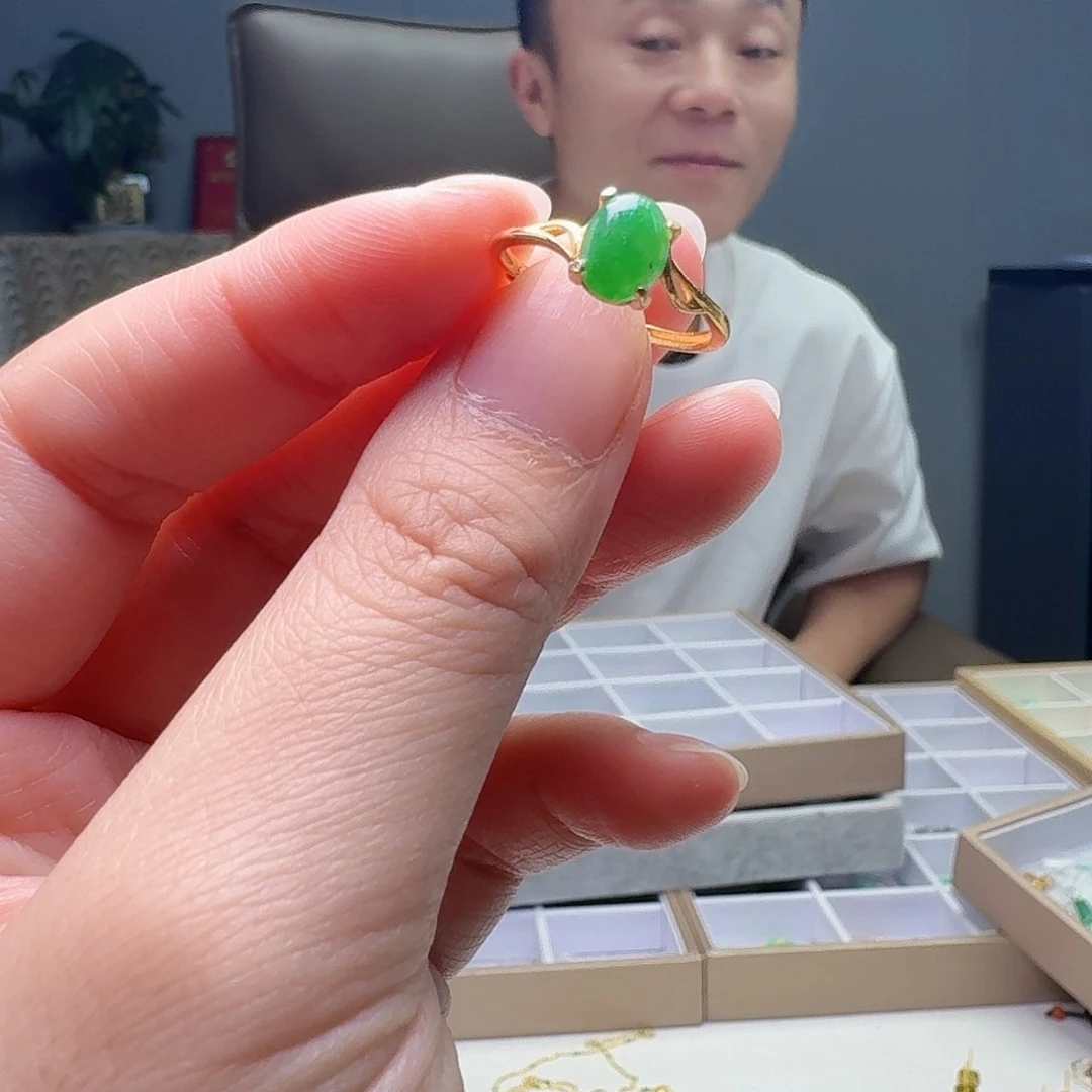 翡翠戒指银S925镶嵌天然